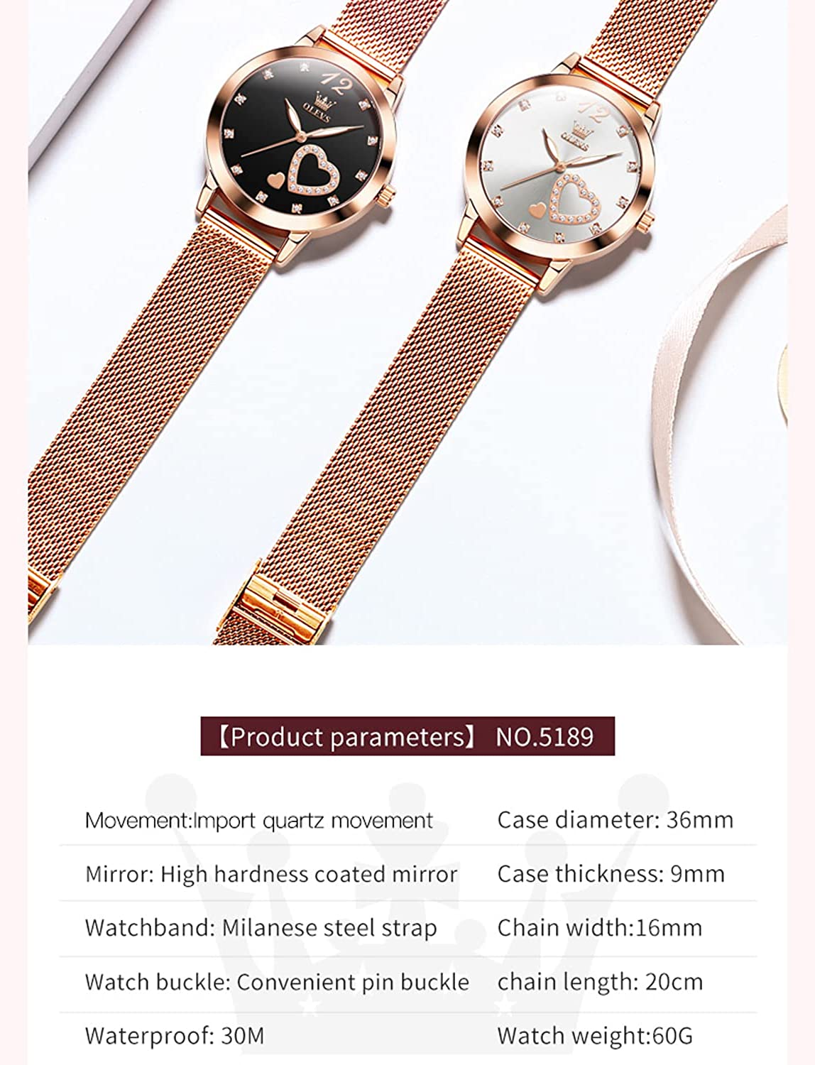 6.5mm Ultra Thin Watches for Women Waterproof,Rose Gold Stainless Steel Ladies Watch,Casual Women Watches with Date,Big Face Female Wristwatches,Japanese Quartz Lady Watches,Gifts for Women - Image 6
